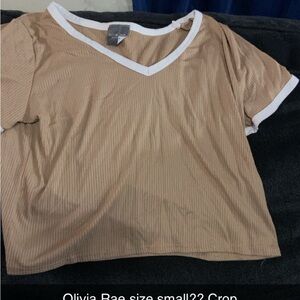 Olivia Rae Cream Ribbed Crop T-Shirt